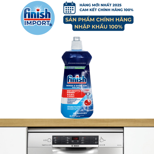 Chai 500ml nước làm bóng chén Finish (Không Hương) – (Hỗ trợ sấy khô và không bị đọng nước trên ly thủy tinh)